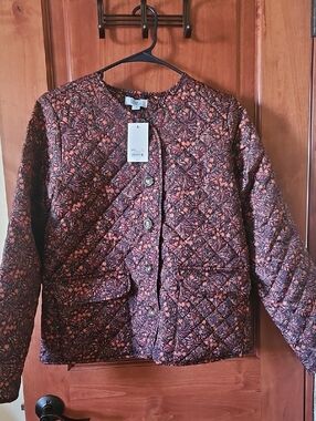 New With Tags Womens Size Medium Croft And Barrow Quilted Jacket Floral Design